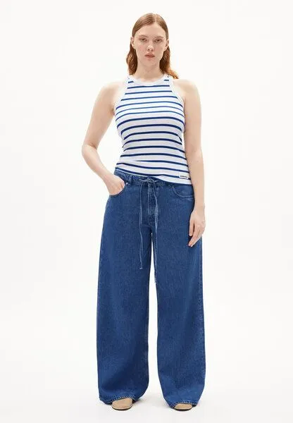 ARMEDANGELS ARMEDANGELS KANITAA STRIPES Damen Ripp-Top aus Bio-Baumwoll Mix, White-lapis blue, – Produktbild 4 von 4