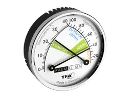 Analoges Thermo-Hygrometer mit Metallring, silber/weiß – Produktbild 1 von 1