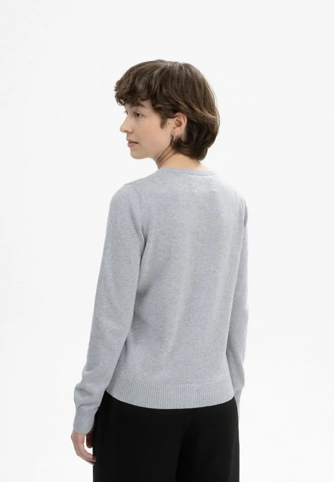 MELA MELA Cardigan Feinstrick Cardigan Style NAMEEN Breite gerippte Struktur an Kragen und Knopfleiste, Grau, – Produktbild 2 von 5