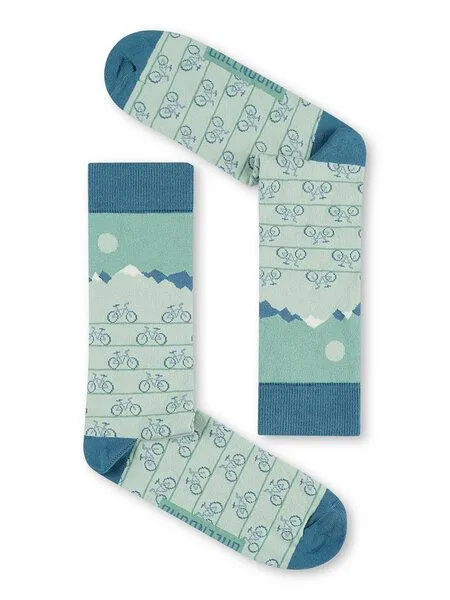 GreenBomb GREENBOMB Bike Mountain Row Socks - Lässige Socken aus Bio-Baumwoll Mix / hochwertiger Print / Fair & Vegan, Weiß (mix), – Produktbild 2 von 2