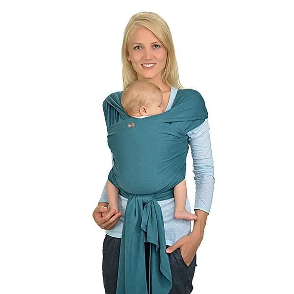 Hoppediz Hoppediz Newborn Babytragetuch 100 % Bio Baumwolle, Petrol, – Produktbild 3 von 5