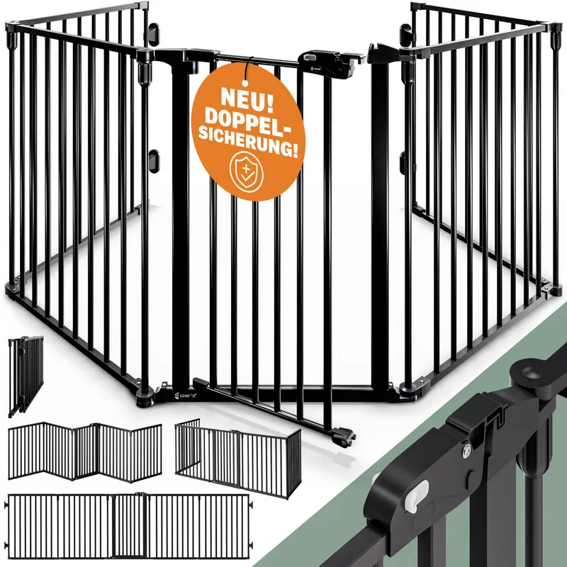 Casaria® Kaminschutzgitter Schwarz Stahl 306x76,5cm, Schwarz, – Produktbild 1 von 2