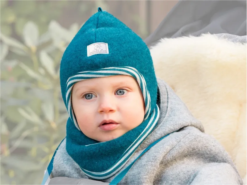 Pickapooh Pickapooh Kinder Mütze Bio-Merinowolle Fleece petrol Gr.52, Blau, – Produktbild 2 von 2