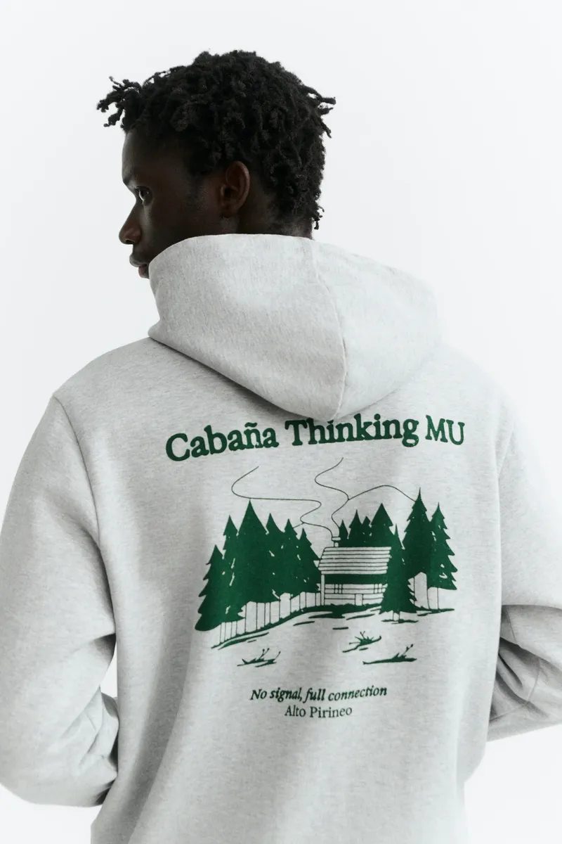 thinking mu Thinking MU Herren vegan Hoodie Saul Pyrenees Grau Meliert, Dunkelgrün, – Produktbild 2 von 2
