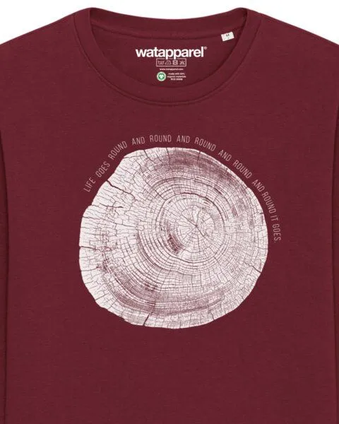 watapparel watapparel Sweatshirt Unisex Baumscheibe, Burgundy, – Produktbild 3 von 4