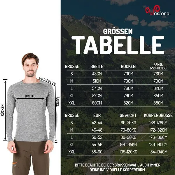 Woolona Woolona Langarmshirt - REMUS - 100% Merinowolle, Grün, – Produktbild 1 von 2