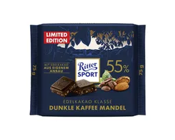 Ritter Sport Ritter Sport Schokolade, Ritter Sport Dunkle Kaffee Mandel Edel Halbbitter Schokolade 75g – Produktbild 1 von 1