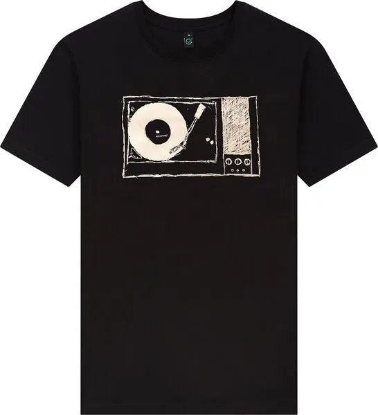 ilovemixtapes ilovemixtapes Plattenspieler Siebdruck Unisex T-Shirt, Schwarz, – Produktbild 1 von 3