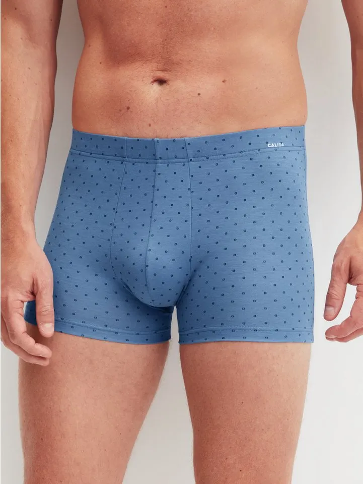 CALIDA CALIDA Boxershorts Cotton Code Design breiter Bund, gemustert, eng, bequem, mit Logodruck, Baumwollmix, Blau, – Produktbild 1 von 5