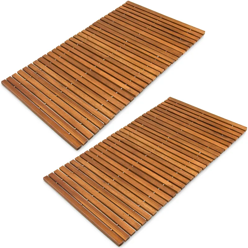 Deuba® Badematte 2er-Set 76x50cm Akazie FSC®-zertifiziert, Braun, – Produktbild 2 von 2