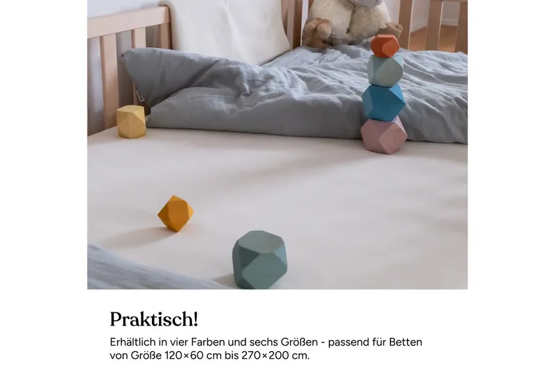 Ehrenkind Spannbettlaken für Babybett & Kinderbett, 100% Bio-Baumwolle, atmungsaktiv, Spannbettlaken 60x120 cm, Bettlaken 60x120, Weiß, – Produktbild 3 von 5