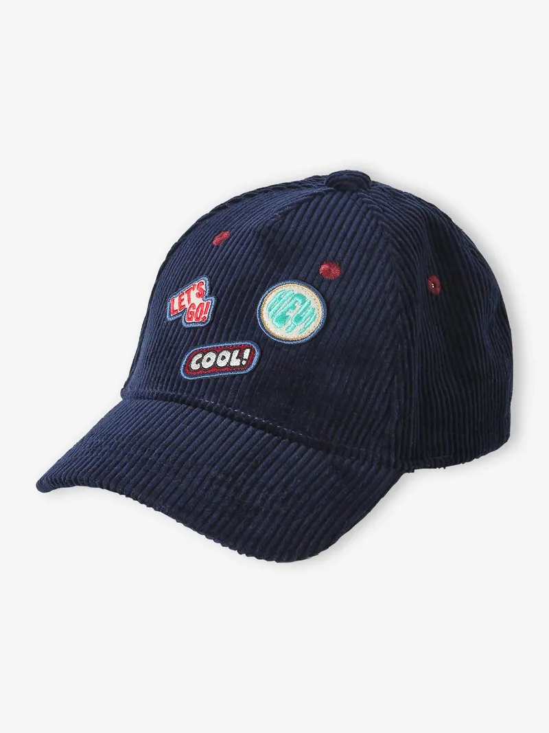 Vertbaudet Kinder Cap aus Cord mit Aufnähern, Marine, – Produktbild 2 von 3
