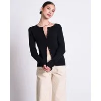 JAN N JUNE JAN N JUNE Crewneck Cardigan aus Baumwolle GLIMT GOTS, Black, – Produktbild 1 von 1