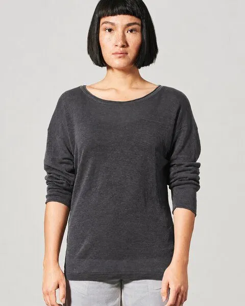 HempAge HempAge Damen Luftiger Pullover 100% Hanf, Anthrazit(schwarz), – Produktbild 2 von 4