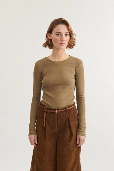 Basic Apparel Basic Apparel LUDMILLA Langarmshirt aus Bio-Baumwolle, Grün (caspers-green), – Produktbild 1 von 4