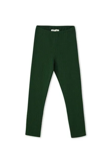 Leela Cotton Leela Cotton Kinder Ripp Leggings aus 100% kba-Baumwolle - Feiner Ripp Struktur 2052, Tannennadel, – Produktbild 1 von 2