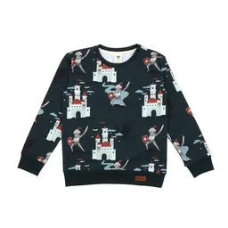 Walkiddy Baby Sweatshirt GOTS zertifiziert Bio-Baumwolle mit Elasthan, Dunkelgrün, Burg-Muster, Walkiddy – Produktbild 1 von 1