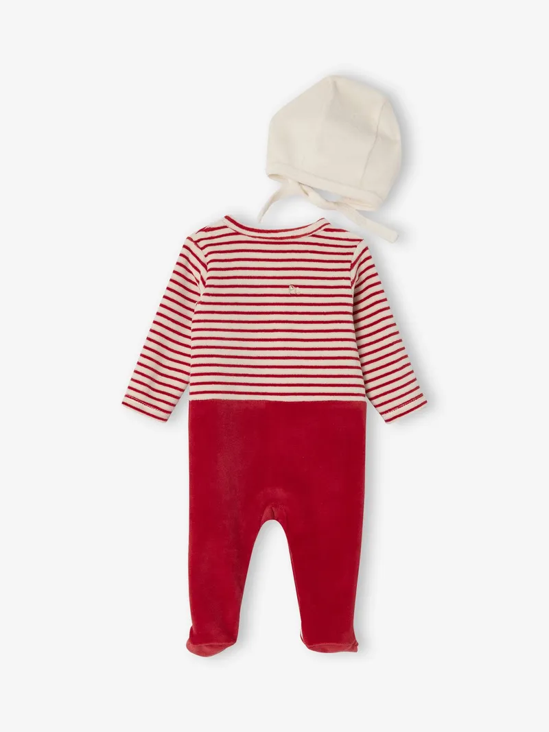 Envie De Fraise Baby Schlafanzug und Mütze aus Samt ENVIE DE FRAISE, Rot, – Produktbild 3 von 4