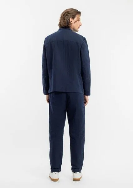 Rotholz Rotholz Blazer - Workwear - aus einem Baumwolle/Leinen Mix, Midnight stripe (blau), – Produktbild 1 von 4