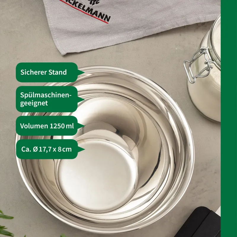 Chefkoch trifft Fackelmann Chefkoch trifft Fackelmann Schüssel, 1,25 l, Edelstahl – Produktbild 3 von 3