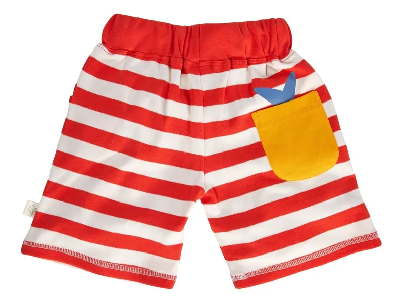 HANS NATUR Kinder Shorts Bio-Baumwolle rot-off white Gr.86/92, Rot, mehrfarbig, – Produktbild 2 von 2