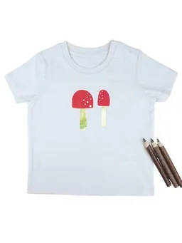 MelaDi Meladi Kinder Baby-Shirt aus Biobaumwolle - Pilze auf Natural Raw – Produktbild 1 von 1