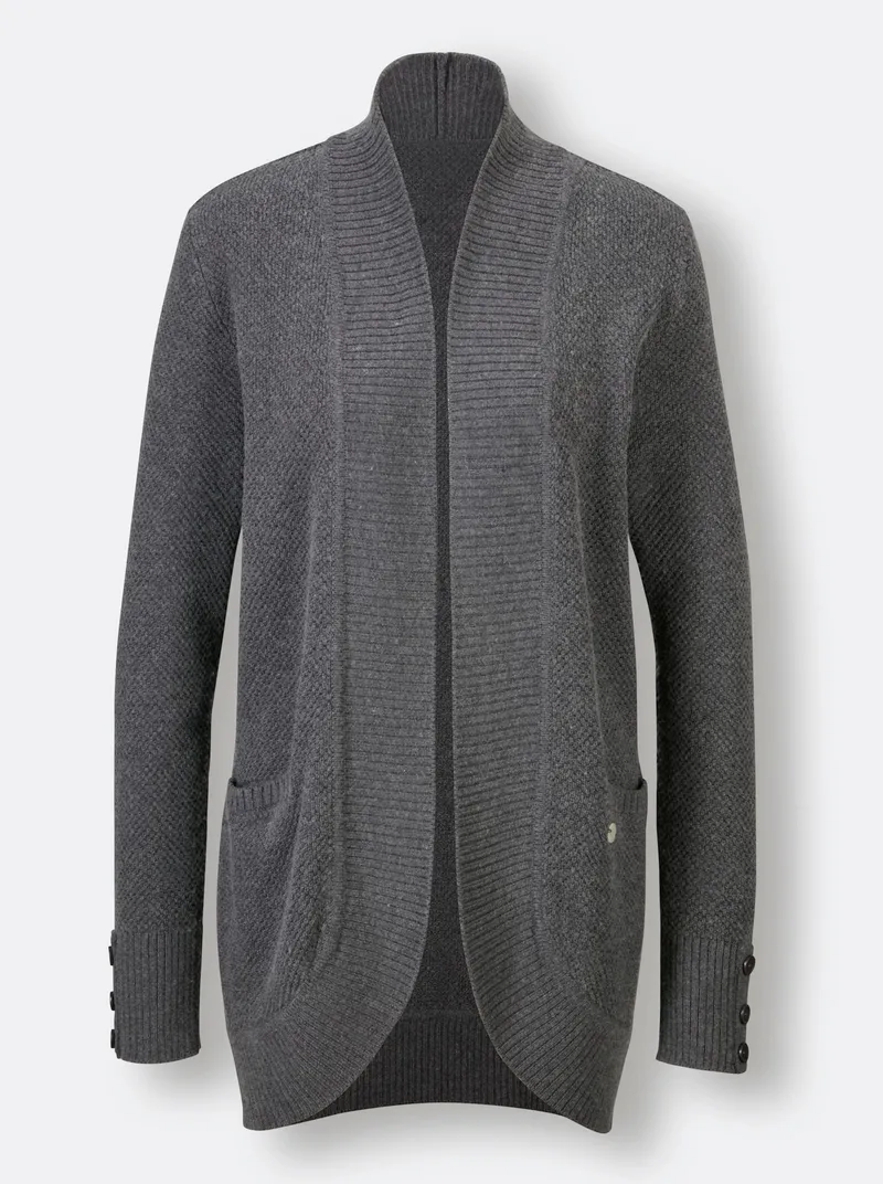 Longstrickjacke, Schwarz-anthrazit-meliert, – Produktbild 3 von 3