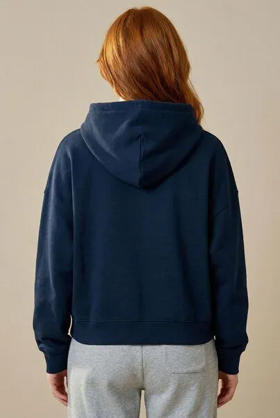 THE FACE OF ELEMENTS The Face of Elements Buy Me Flowers - Relaxed Boxy Fit Hoodie aus 100% Bio-Baumwolle, Navy blue (blau), – Produktbild 4 von 4