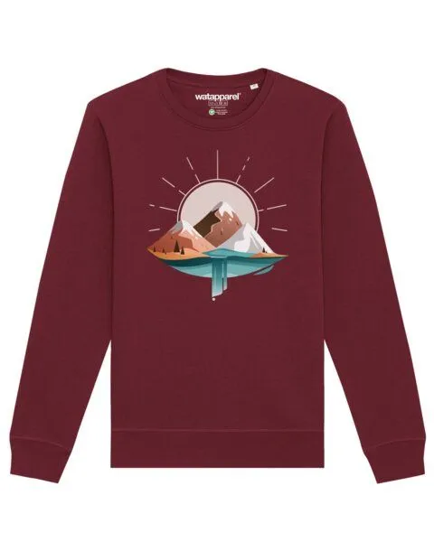 watapparel watapparel Sweatshirt Unisex Sunrise & Lake, Burgundy, – Produktbild 1 von 4