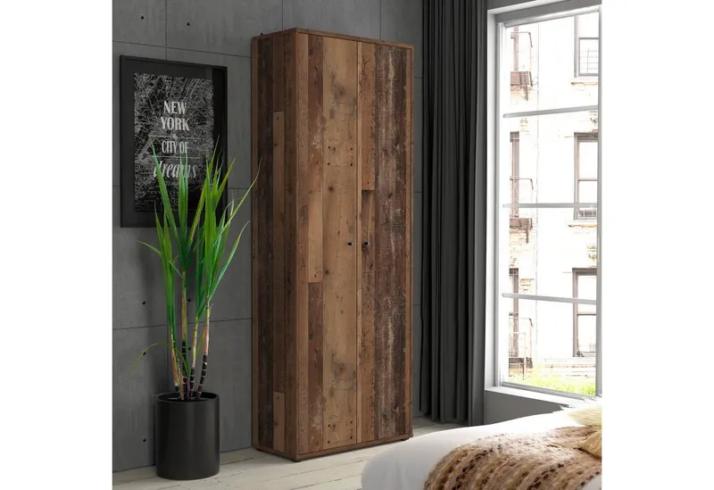 FORTE Schuhschrank Tempra, Mehrzweckschrank, 2 Türen, Einlegeböden, Höhe 197,5 cm Breite 73,7 cm, Braun, – Produktbild 1 von 5