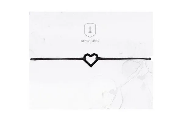 BeWooden BeWooden Holz-Schnurarmband Herz – Schwarze Linie – Produktbild 1 von 2