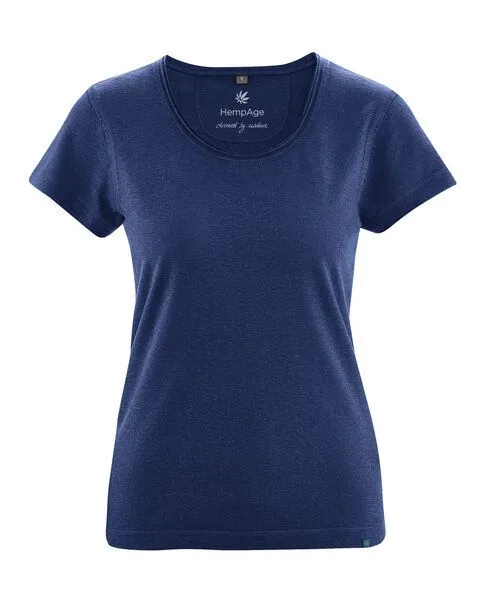 HempAge HempAge Damen T-Shirt mit Rollsaum Hanf/Bio-Baumwolle, Night, – Produktbild 1 von 4