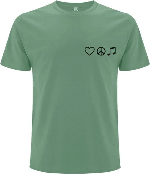 Spreecult Spreecult Liebe Frieden Harmonie- Bio und Fair - Männer Unisex T-Shirt, Sage green, – Produktbild 2 von 3