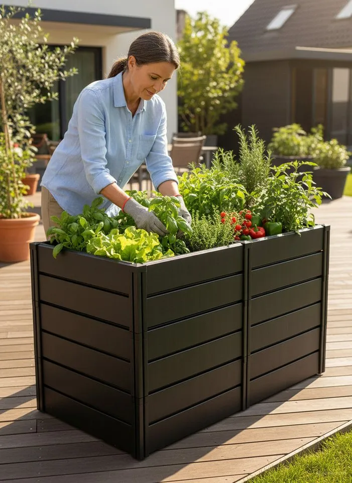 KHW KHW Hochbeet Demeter XXL (Spar-Set), platzsparende Bauweise, erweiterbar, BxTxH: 158x82x92 cm, Grau, – Produktbild 2 von 4