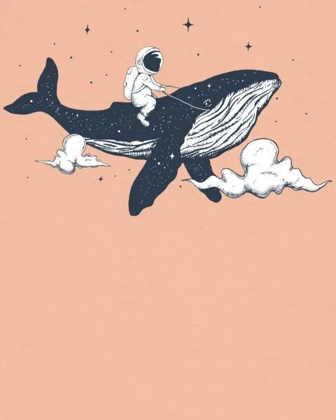 watapparel watapparel T-Shirt Frauen Spacewhale, Fraiche peche, – Produktbild 3 von 4