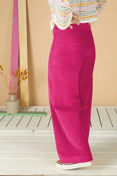 La Gitana La Gitana Damen Cordhose „Lina“ aus Stretch Bio Baumwolle, Passform: Loose Fit, Magenta, – Produktbild 3 von 3