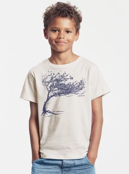 Peaces.bio - handbedruckte Biomode Peaces.bio - handbedruckte Biomode Bio-Kinder T-Shirt Windy Tree, Natur, – Produktbild 2 von 3