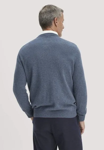 hessnatur hessnatur Strickpullover Regular aus Cashmere mit Recyclinganteil, Helles jeansblau, – Produktbild 2 von 4