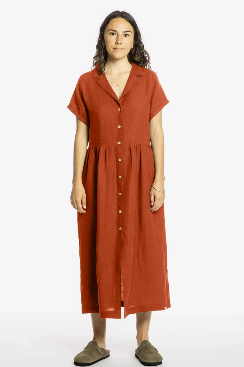 MATONA MATONA Damen vegan Kleid Collared Rooibos, Dunkelorange, – Produktbild 2 von 2