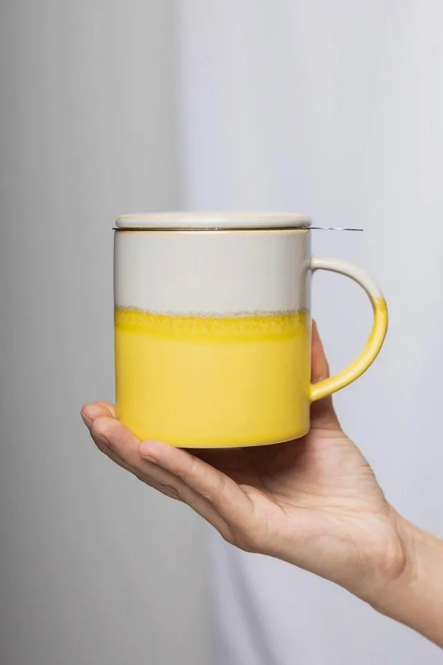 Tranquillo Tranquillo Tasse mit Teesieb INDUSTRIAL 410 ml, Gelb, – Produktbild 4 von 7