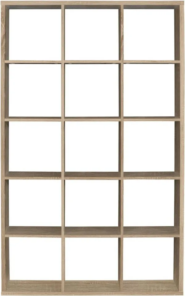 FORTE Standregal Mauro, Raumteiler, sorgt für Stil und Ordnung, 5 Fächer, Jedes Fach ist bis zu 5 kg belastbar, Fachgröße 33x33cm, Beige, – Produktbild 8 von 8