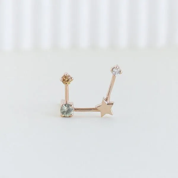 Eppi Eppi Goldener Ohrring mit Sternzeichen Virgo, Rosa, – Produktbild 1 von 4