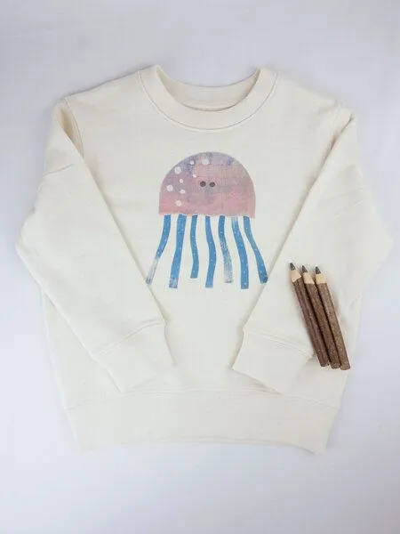 MelaDi Meladi Kinder Sweater aus Biobaumwolle - Qualle auf Natural White, White, – Produktbild 3 von 7