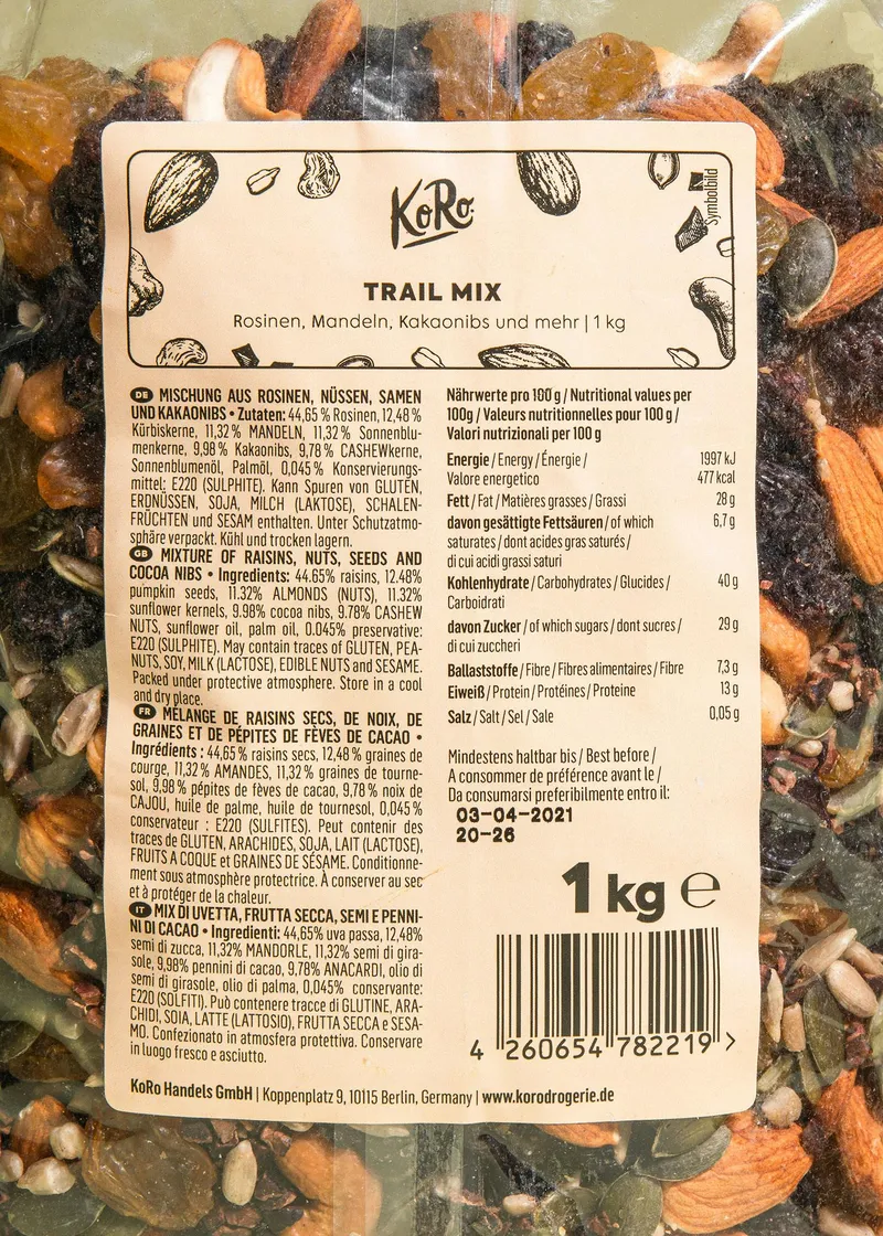 KoRo Studentenfutter mit Saaten und Kakaonibs 1 kg – Produktbild 3 von 5