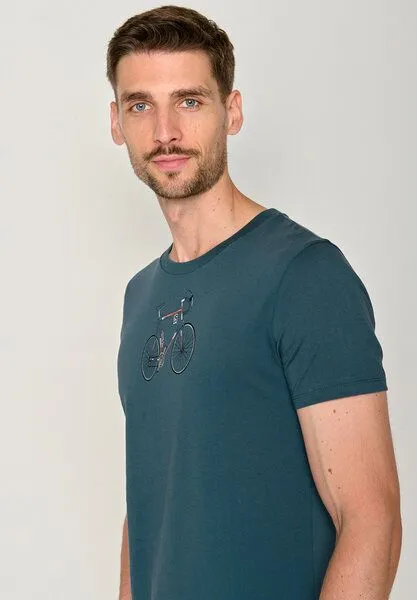GreenBomb GREENBOMB Bike Mikkel Guide - Sportliches T-Shirt aus Bio-Baumwolle / hochwertiger Print / GOTS / Fair & Vegan, Blau (steinblau), – Produktbild 4 von 4