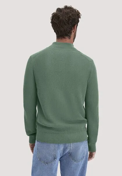 hessnatur hessnatur Strick Jacke Regular aus reiner Bio-Baumwolle, Efeugrün, – Produktbild 2 von 4