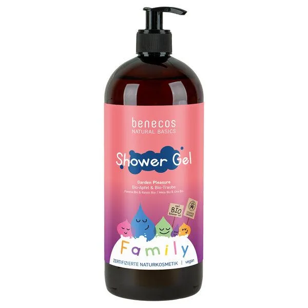 Benecos benecos Naturkosmetik - Duschgel - Family Size Bio-Apfel & Bio-Traube – Produktbild 1 von 2