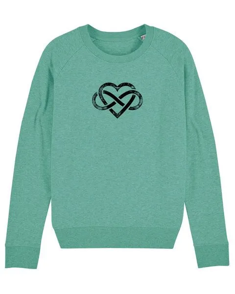 Human Family Human Family Bio Damen Rundhals Sweatshirt "Feel - Endless Love" - in 7 Farben, Grün-meliert, – Produktbild 1 von 4
