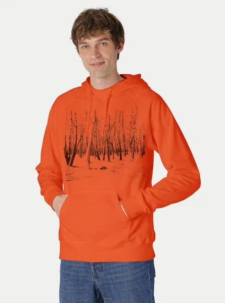 Peaces.bio - handbedruckte Biomode Peaces.bio - handbedruckte Biomode Hoodie Woodland Herren, Orange, – Produktbild 2 von 2