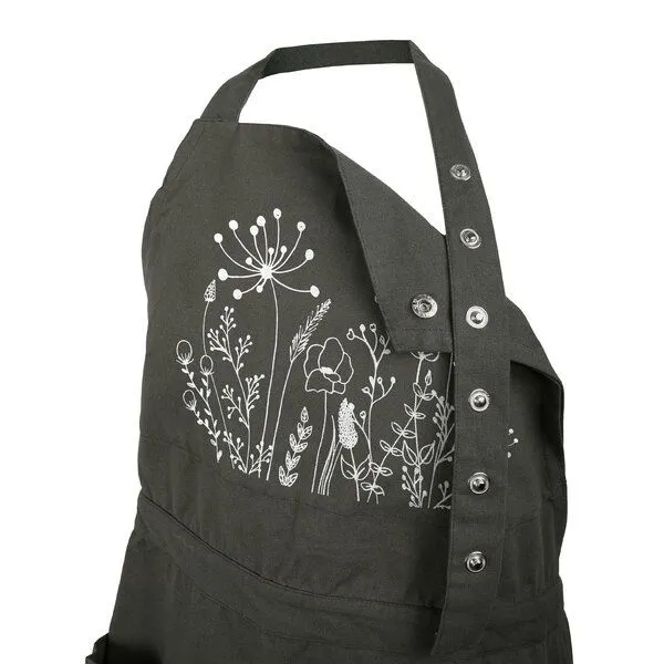 HANDGEDRUCKT HANDGEDRUCKT "Wilde Wiese" Gartenschürze aus zertifizierter Bio Baumwolle, Dark grey, – Produktbild 2 von 3